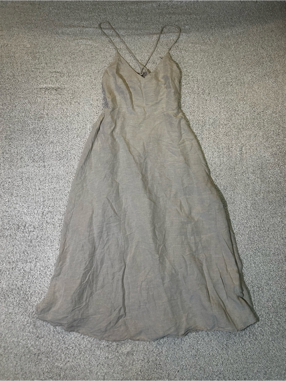NWOT Oysho Neutral Beige V-Neck Maxi Dress w open back Size M